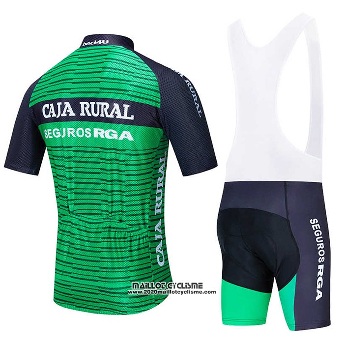 2020 Maillot Ciclismo Caja Rural Vert Noir Manches Courtes et Cuissard